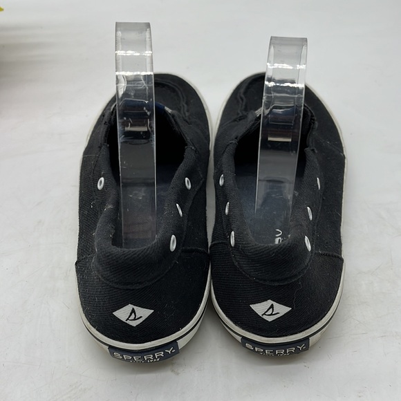 Sperry Black Canvas Slip On Boat Shoes Sz 9. SPR2543 - Picture 4 of 7